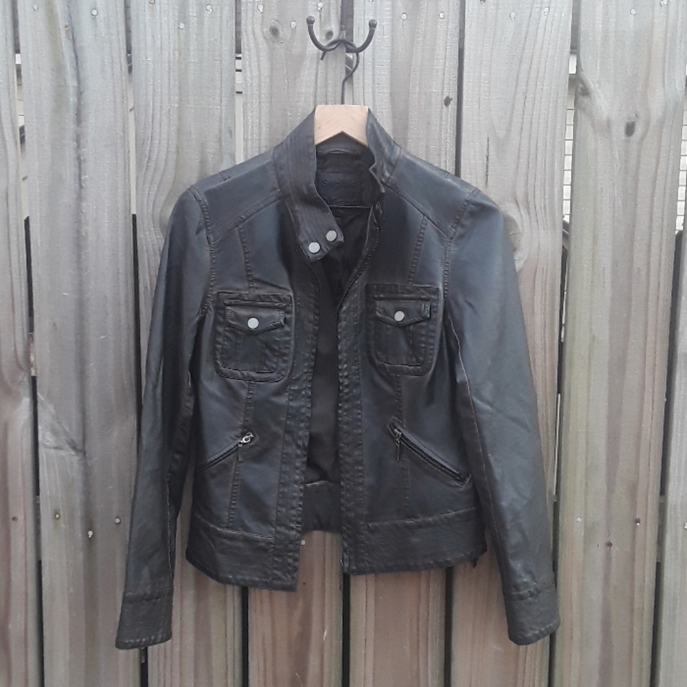 Sophia Max Brown Faux Leather Jacket - Small - Picture 2 of 6